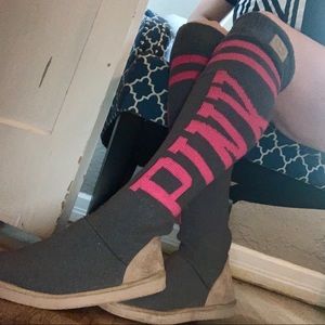 Pink Victoria’s Secret Slipper Socks Size M 7-8